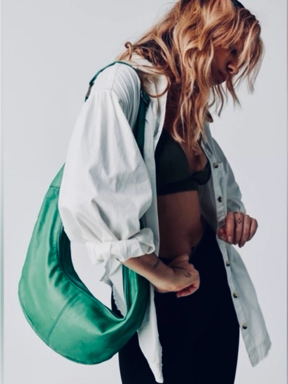 Free People Idle Hands Crescent Leather Shoulder Bag